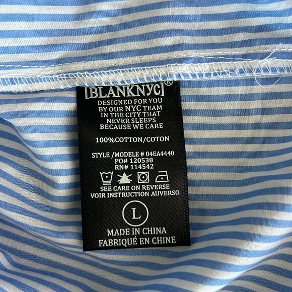 NWT Blank NYC Oversized Stripe Collared Shirt in Blue Sky Size L - Picture 8 of 12